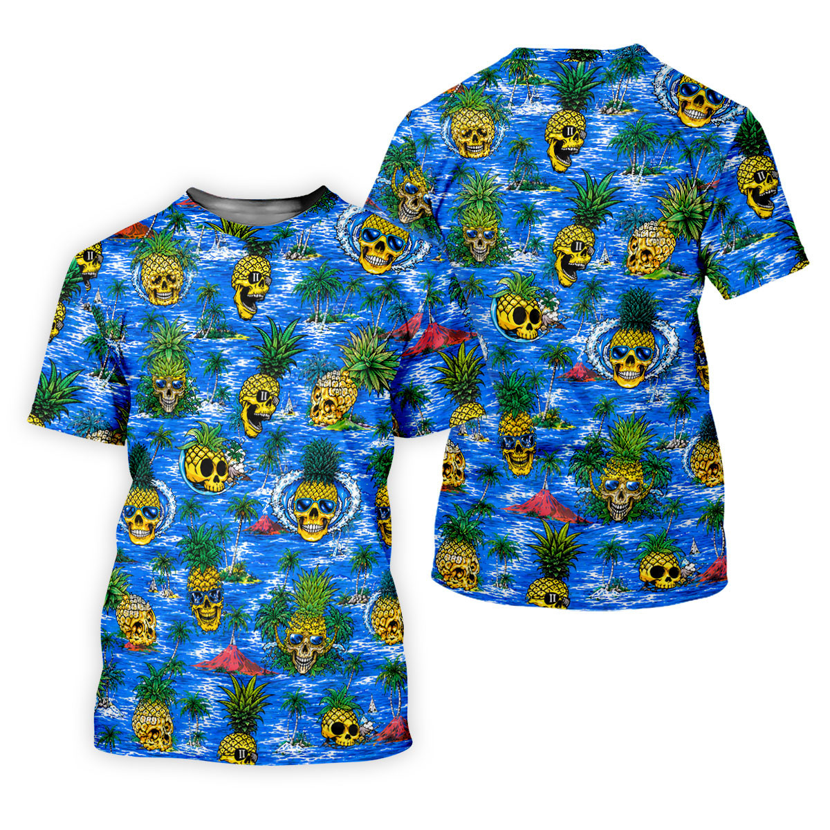 Pineapple Skull Island Ocean Hawaiian Golf Shirt, Hawaiian Golf Shirt, Golf Tops For Women SH818