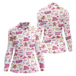 Pink Cowgirl Western Party Icons Golf Polo Shirt, Golf Shirts For Women, Ladies Golf Shirt SH818