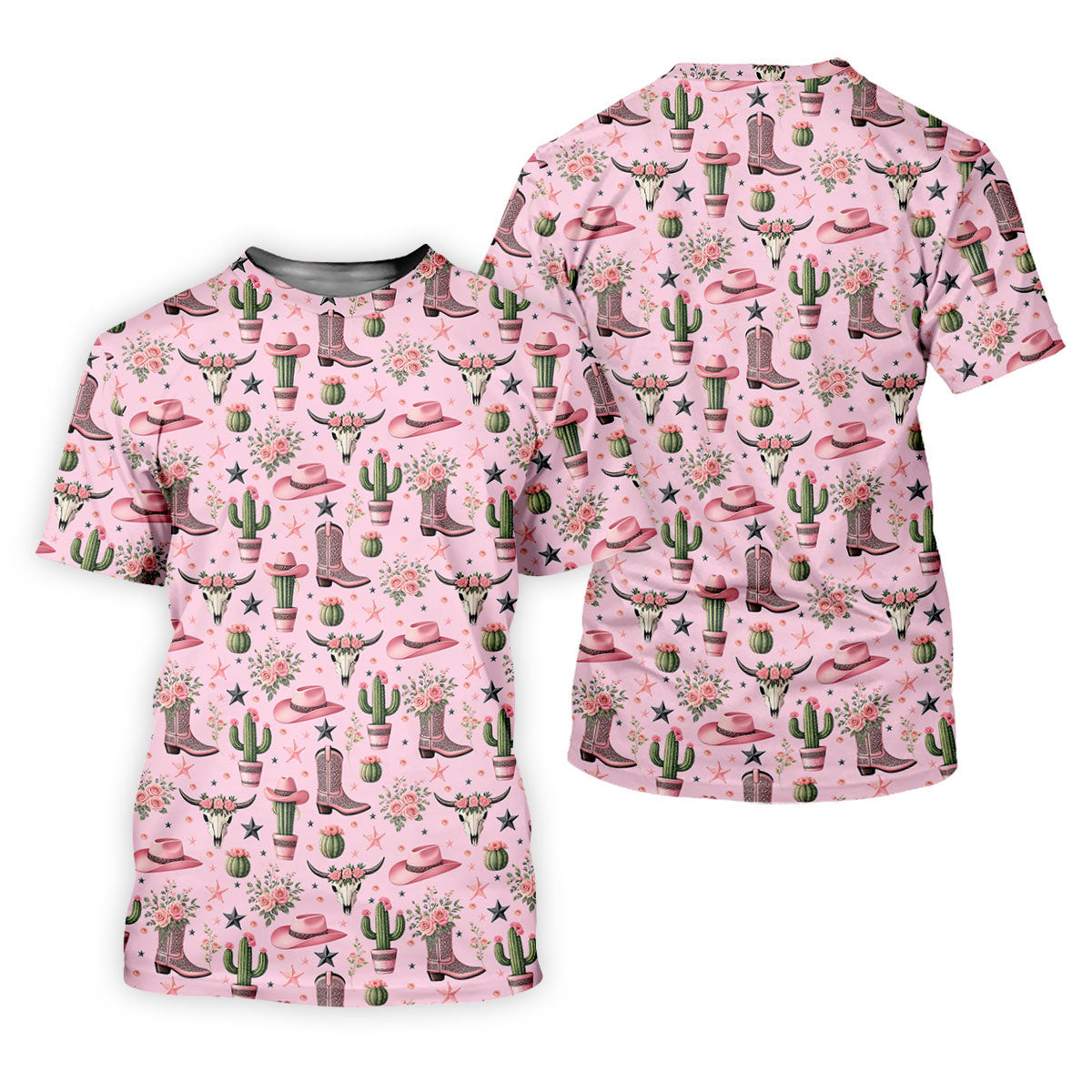 Pink Western Boots Roses Cactus Pattern Hawaiian Golf Shirt, Printed Golf Shirt, Women's Golf Apparel SH818