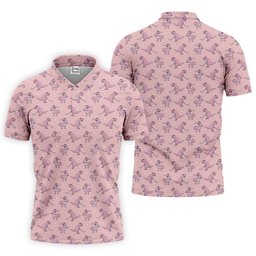 Pink T-Rex Dinosaur Golfer Pattern Golf Polo Shirt, Golf Shirts For Men, Mens Golf Apparel SH818