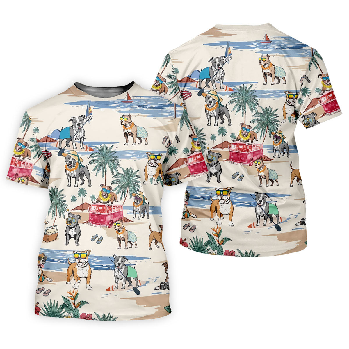 Pit Bull Beach Vacation Tropical Golf Polo Shirt, Hawaiian Golf Shirt, Golf Shirts For Men SH818