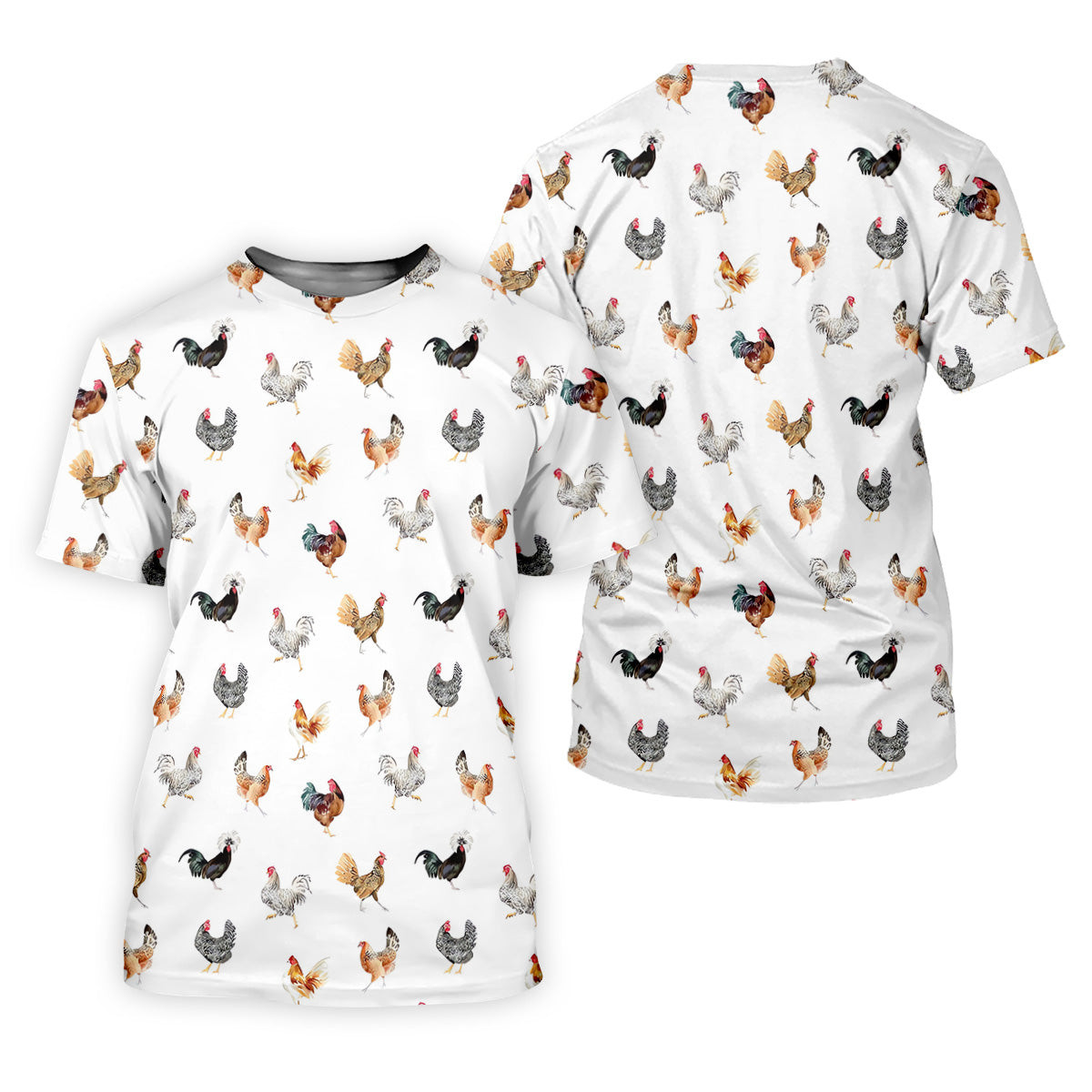 Prancing Chickens Women's White Golf Shirt, Gift For Chicken Lover, Ladies Golf Shirts, Golfing Apparel SH818