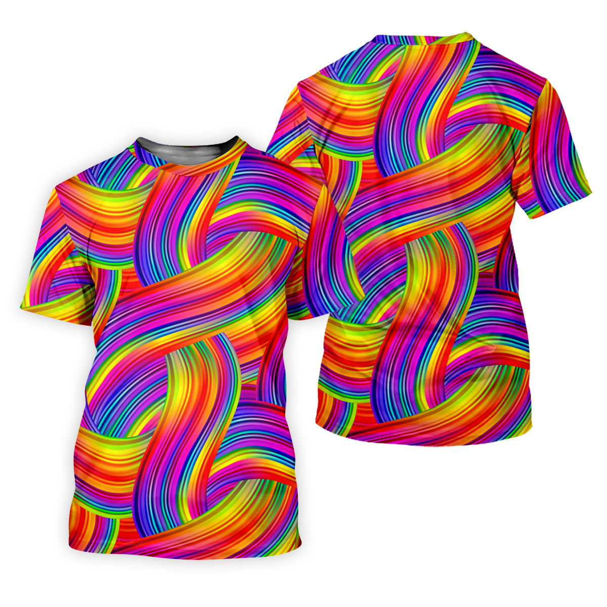 Rainbow Waves Hawaiian Golf Shirt, Vivid Color Women's Golf Tops, Ladies Golf Shirts SH818