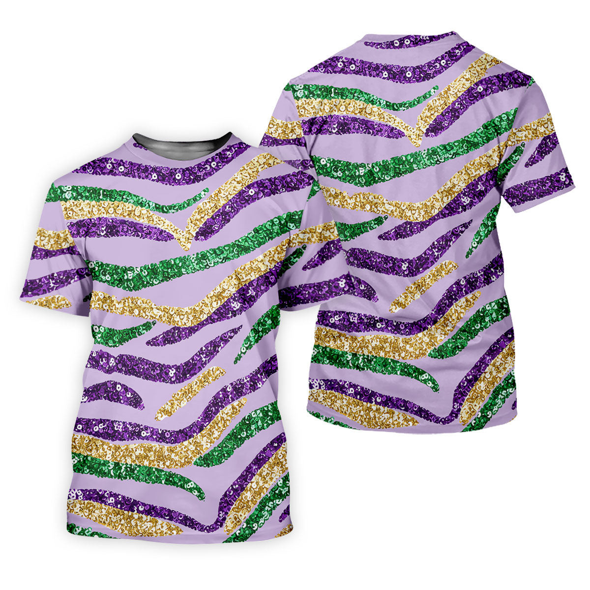 Purple Green Gold Sequin Pattern Light Purple Mardi Gras Golf Shirt, Polo Shirts For Men, Golf Shirts For Men SH818