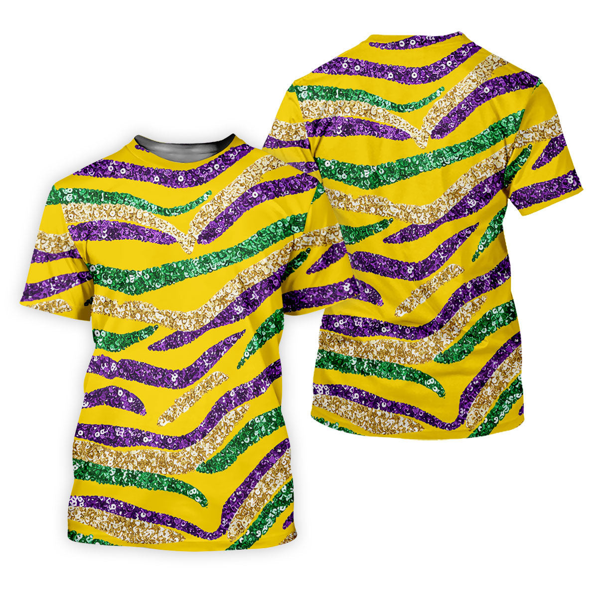 Purple Green Gold Sequin Pattern Yellow Golf Shirt, Mardi Gras Golf Shirt, Polo Shirts For Men SH818