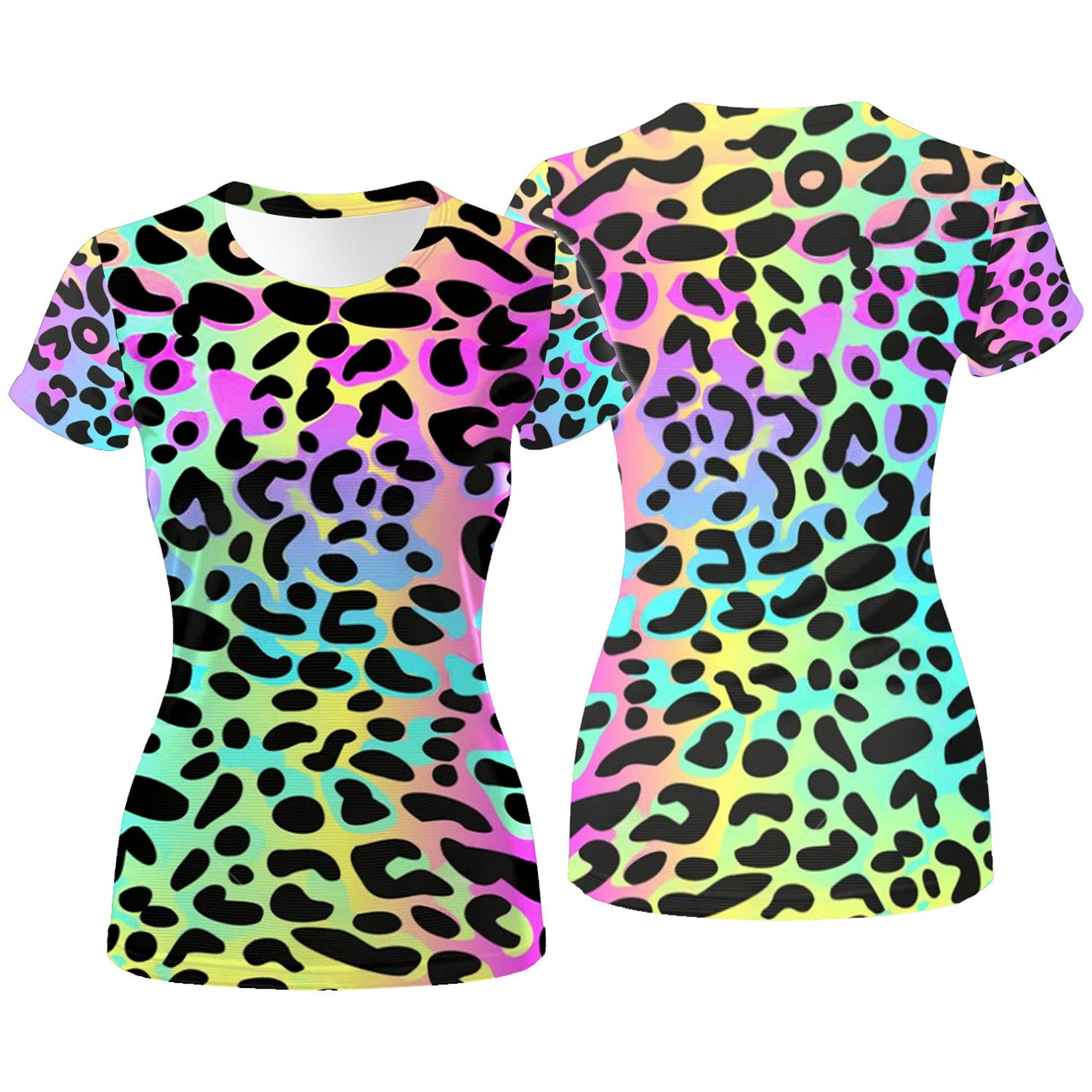 Rainbow Leopard Print Womens Golf Polo Shirt, Golfing Apparel, Womens Golf Gifts SH818