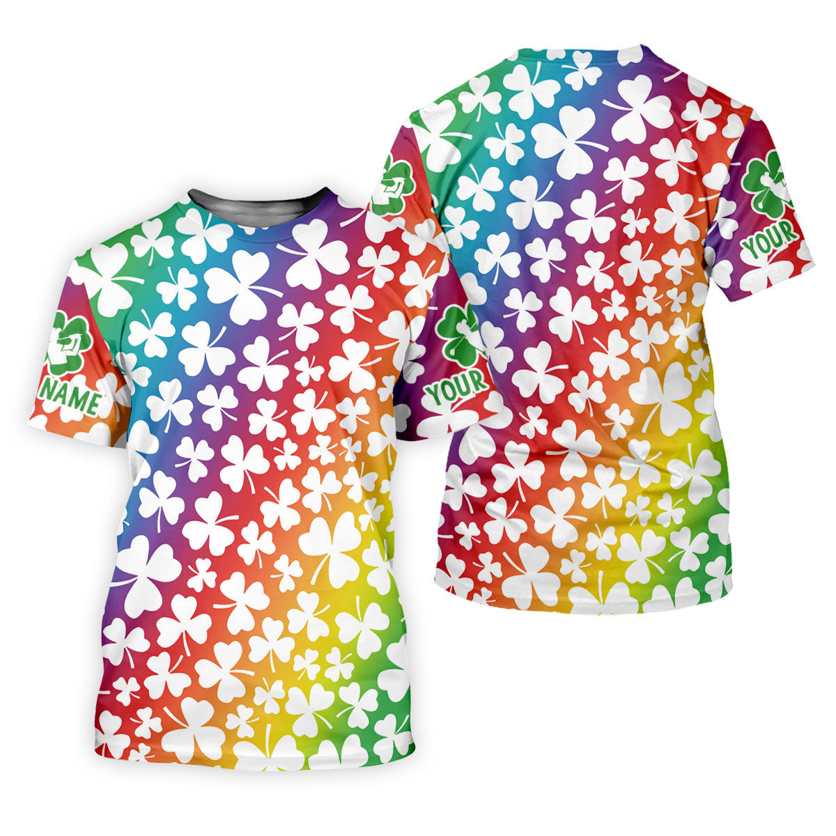 Rainbow Shamrock St Patrick's Day Golf Shirt, Golf Tops For Men, Polo Shirts For Men, Golf Shirts For Men SH818