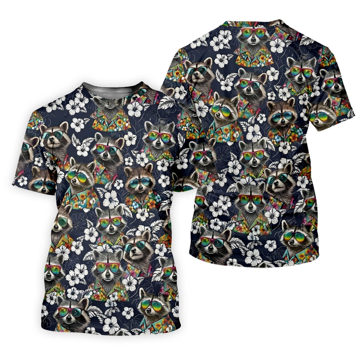 Raccoon Sunglasses Floral Tropical Hawaiian Shirt, Shirt For Men, Tropical Button Up Shirt SH818