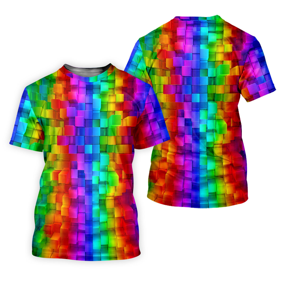Rainbow Cube 3D Effect LGBT Support Ladies Golf Tops, Gay Pride Month Celebrate Golf Shirt For Women SH818