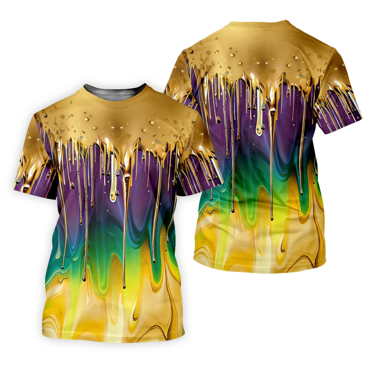 Purple Green Gold Dripping Effect Mardi Gras Golf Shirt, Women's Golf Shirts, Ladies Golf Polos SH818