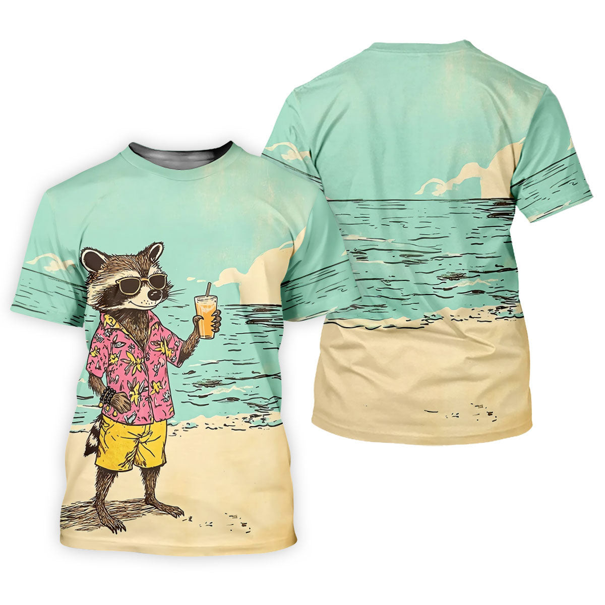 Raccoon Tropical Beach Escape Hawaiian Golf Shirt, Men's Golf Shirt, Polo Shirts For Men SH818