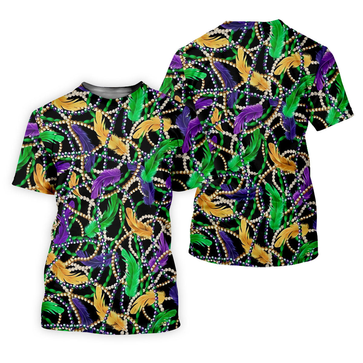 Purple Green Gold Feather Beads Mardi Gras Golf Shirt, Women's Golf Tops, Ladies Golf Polos SH818