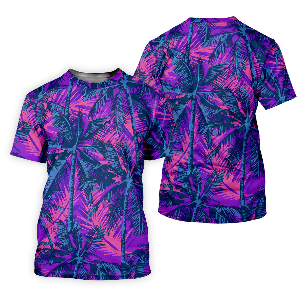 Purple Pink Tropical Palm Trees Golf Shirt, Mens Golf Polo, Printed Golf Shirts SH818