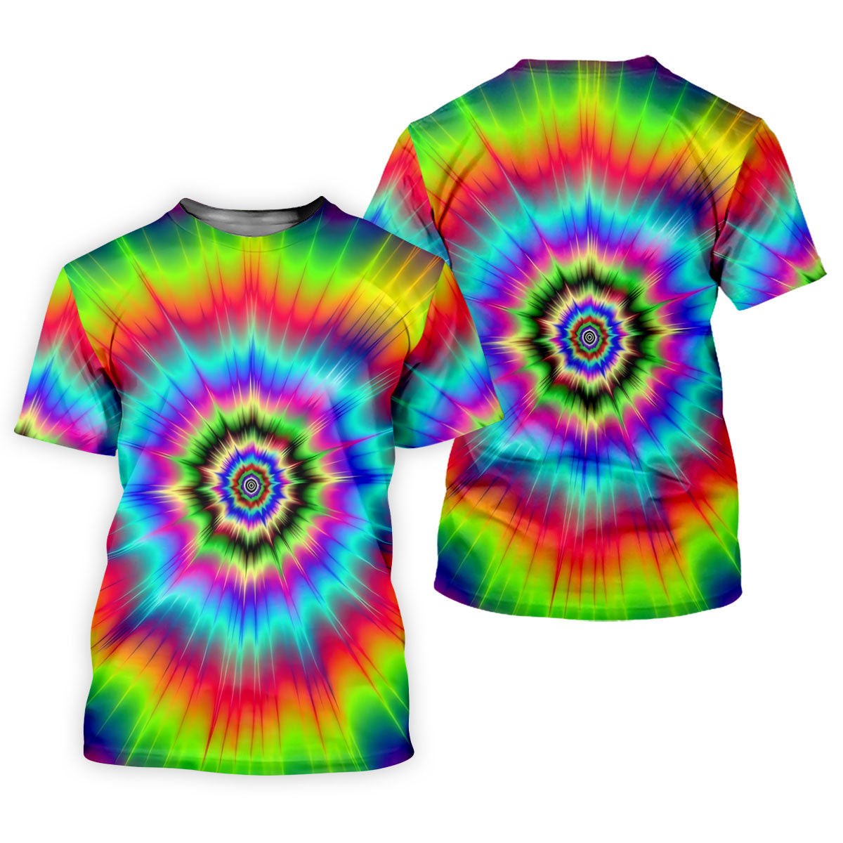 Rainbow Tie Dye Golf Shirt, Psychedelic Spiral Burst Pattern, Golf Shirt For Women SH818