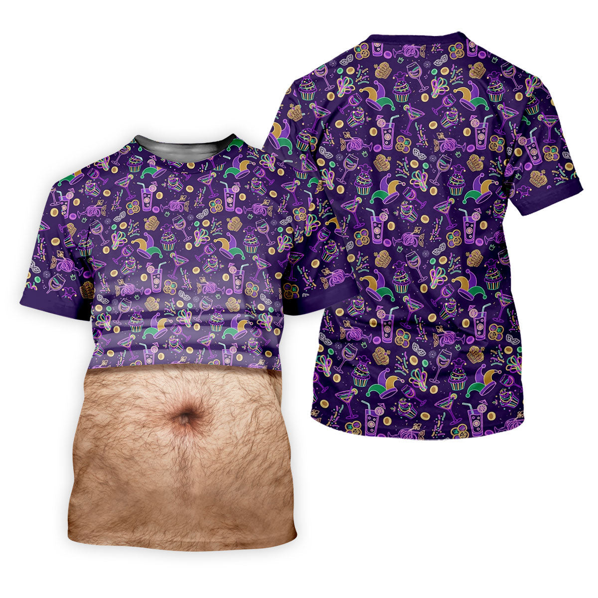 Purple Green Gold Mardi Gras Food Funny Tummy Women's Golf Tops, Fun Women's Golf Shirts, Ladies Golf Shirt SH818