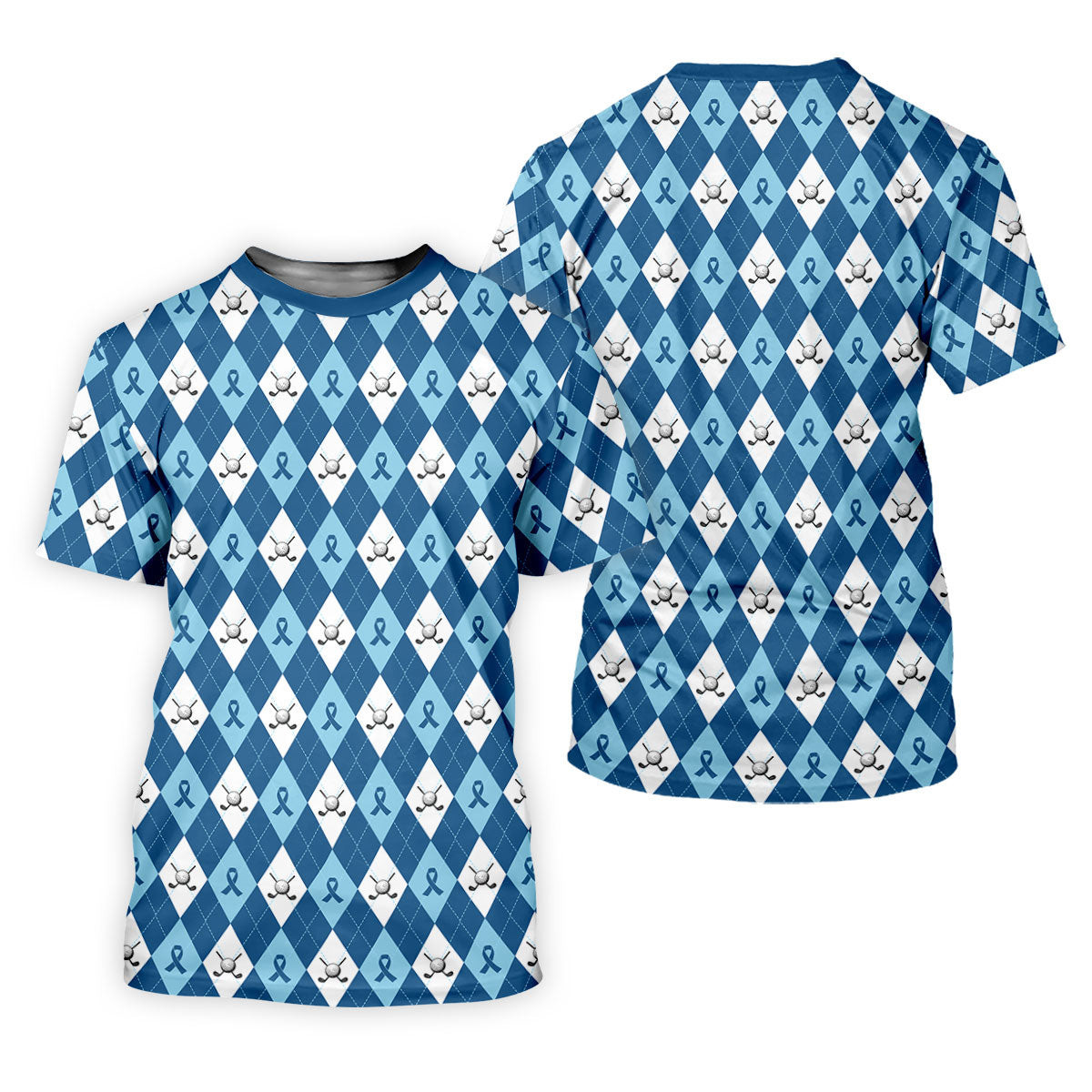 Prostate Cancer Blue And White Argyle Pattern Golf Tops For Men, Cancer Survivor Shirt, Cancer Awareness Shirt SH818