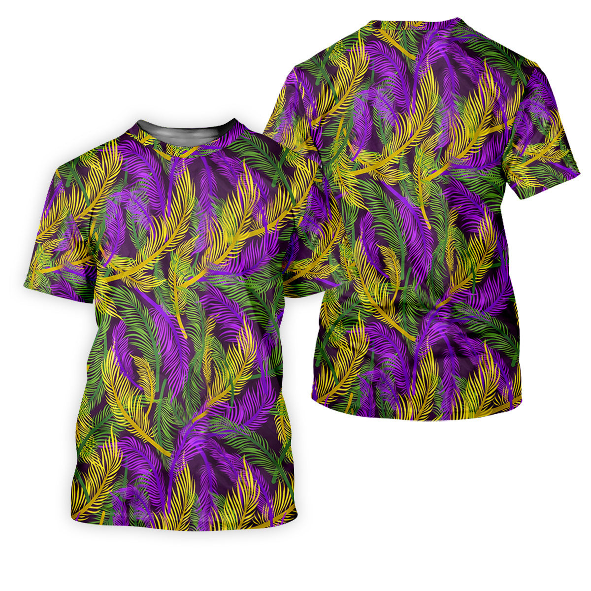 Purple Green Gold Feather Pattern Mardi Gras Golf Shirt, Polo Shirts For Men, Golf Shirts For Men SH818