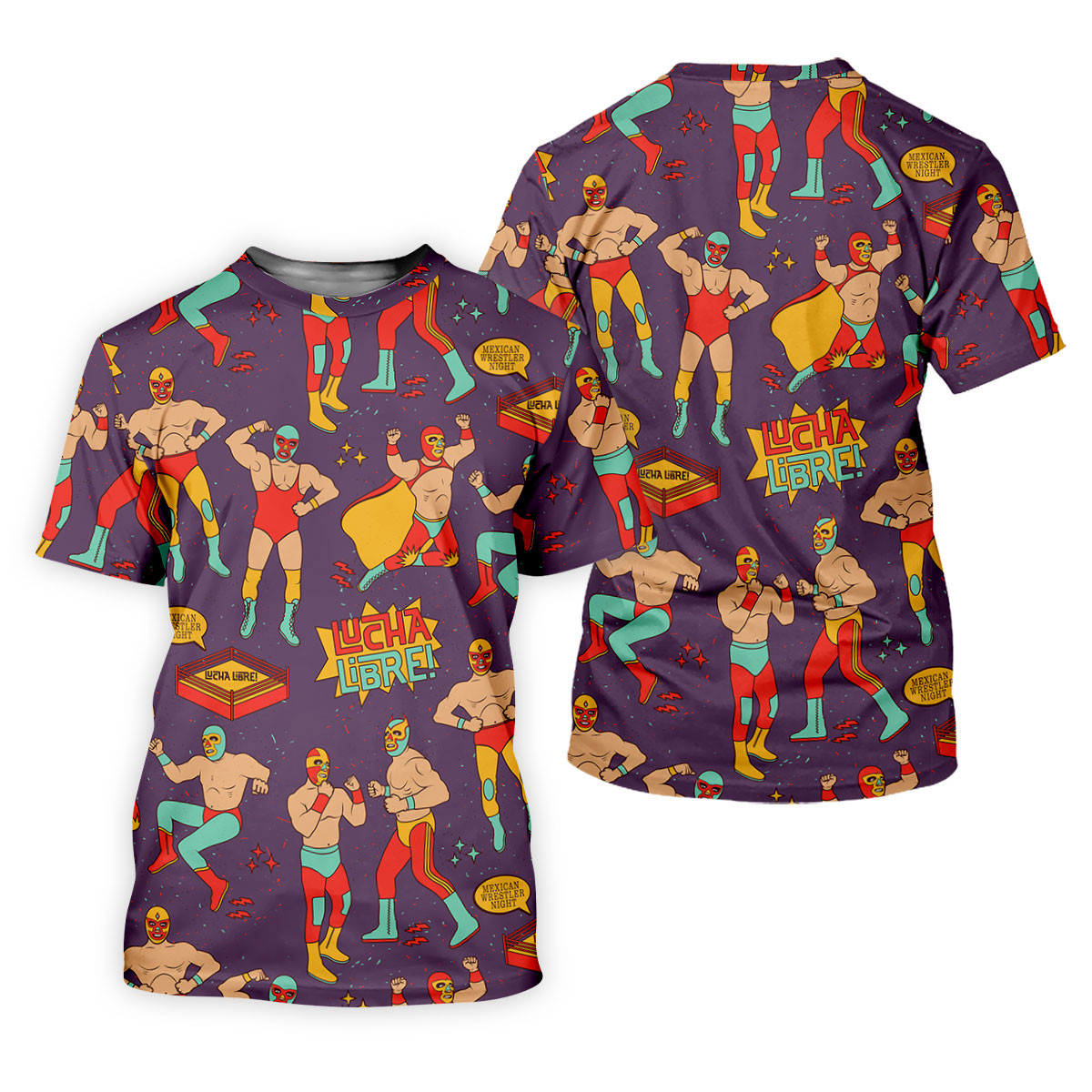 Purple Lucha Libre Mexican Wrestler Pattern Golf Shirt, Men's Golf Shirt, Mens Polo Shirts SH818