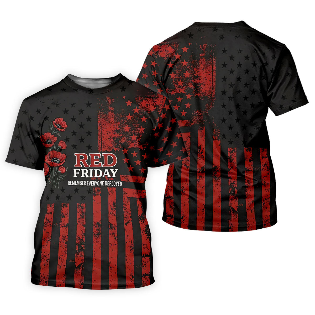 Red Friday American Flag Poppy Polo Shirt, Mens Golf Apparel, Printed Golf Shirts SH818