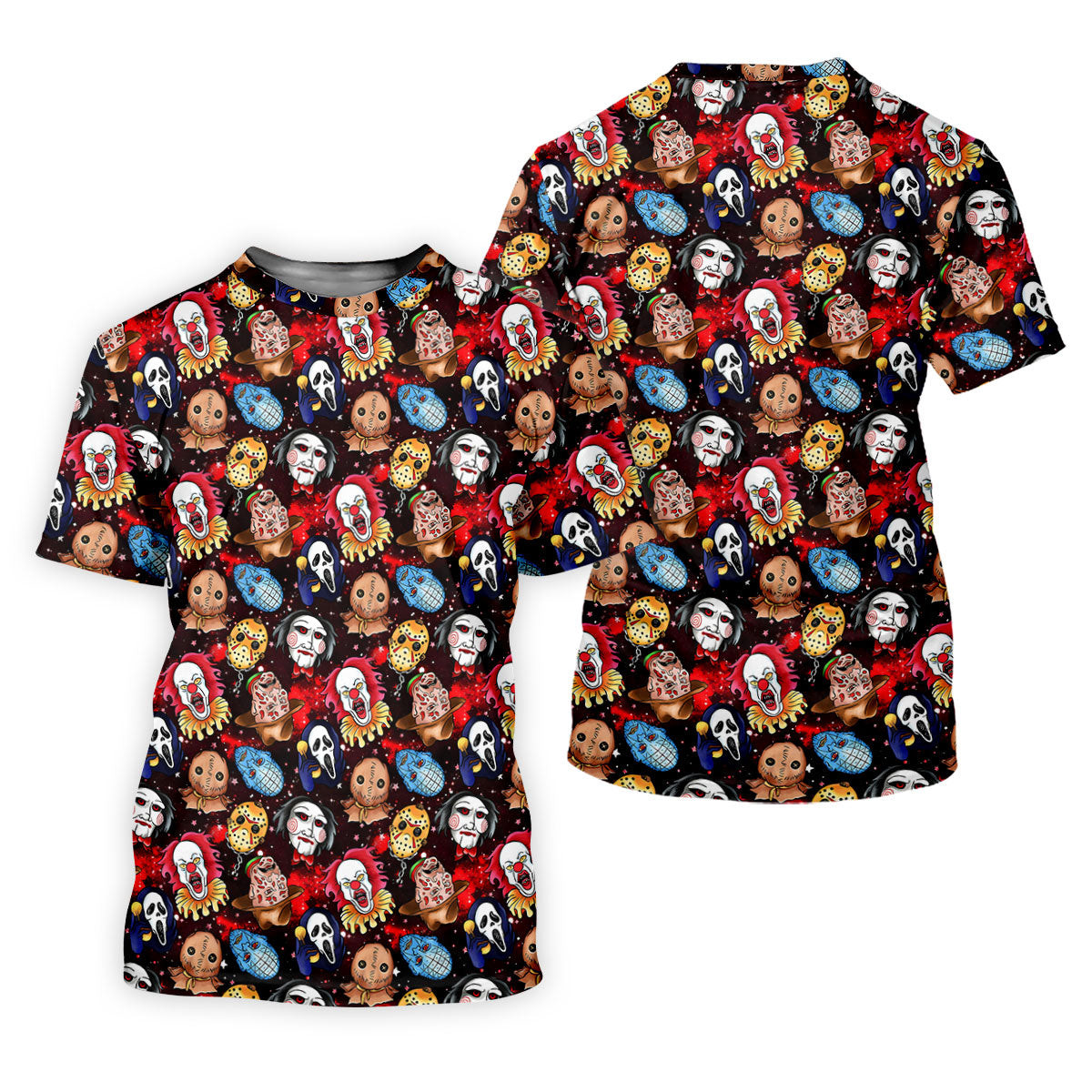 Red Galaxy Horror Character Pattern Halloween Golf Shirt, Mens Golf Polo, Printed Golf Shirts SH818
