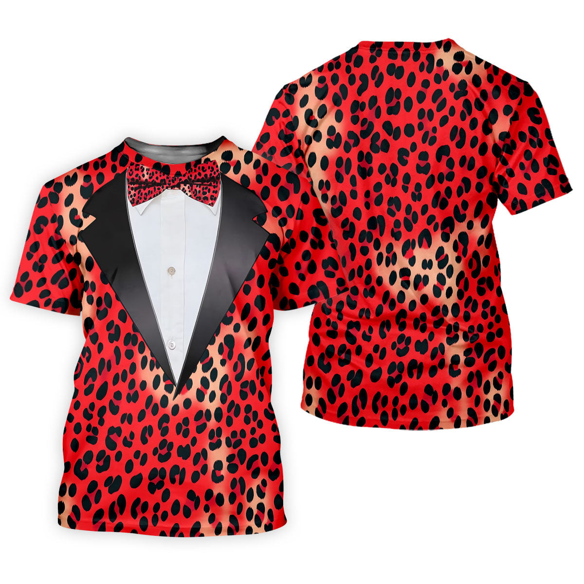 Red Leopard Funny Costume Hawaiian Golf Shirt, Polo Shirts For Men, Golf Shirts For Men SH818