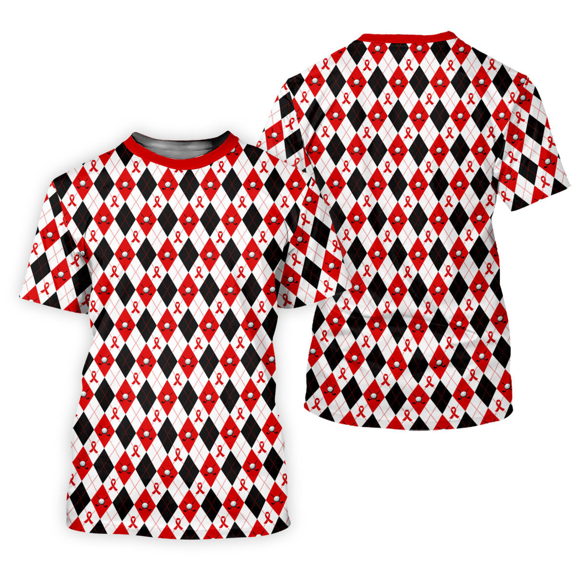 Red Painted Awareness Ribbon Aids Hiv Men's Polo Shirt, AIDS Awareness Shirt, Men Golf Shirt, Golf Gift For Men SH818