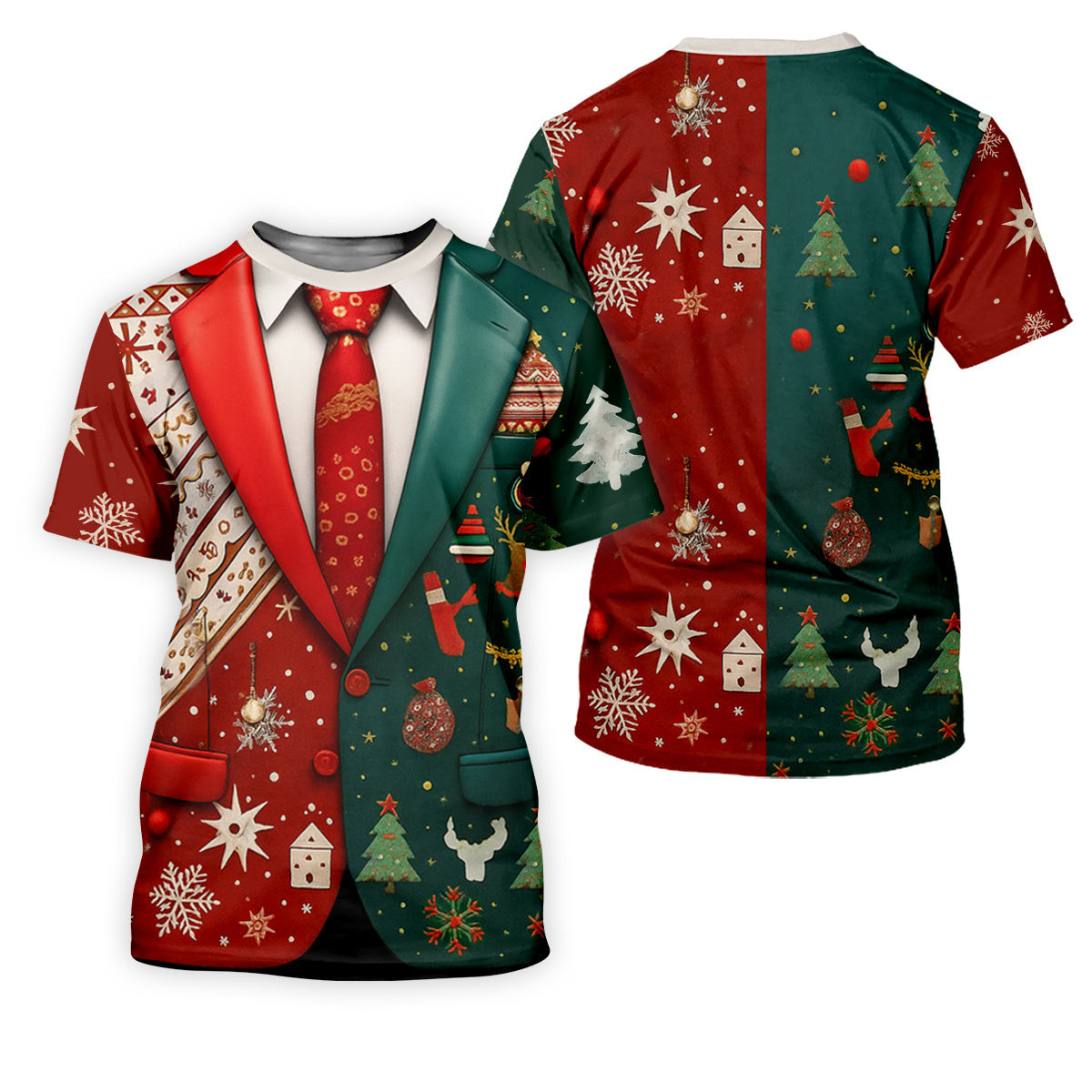 Red And Green Xmas Vintage Prints Women Golf Top, Christmas Golf Shirt, Ladies Golf Tops SH818