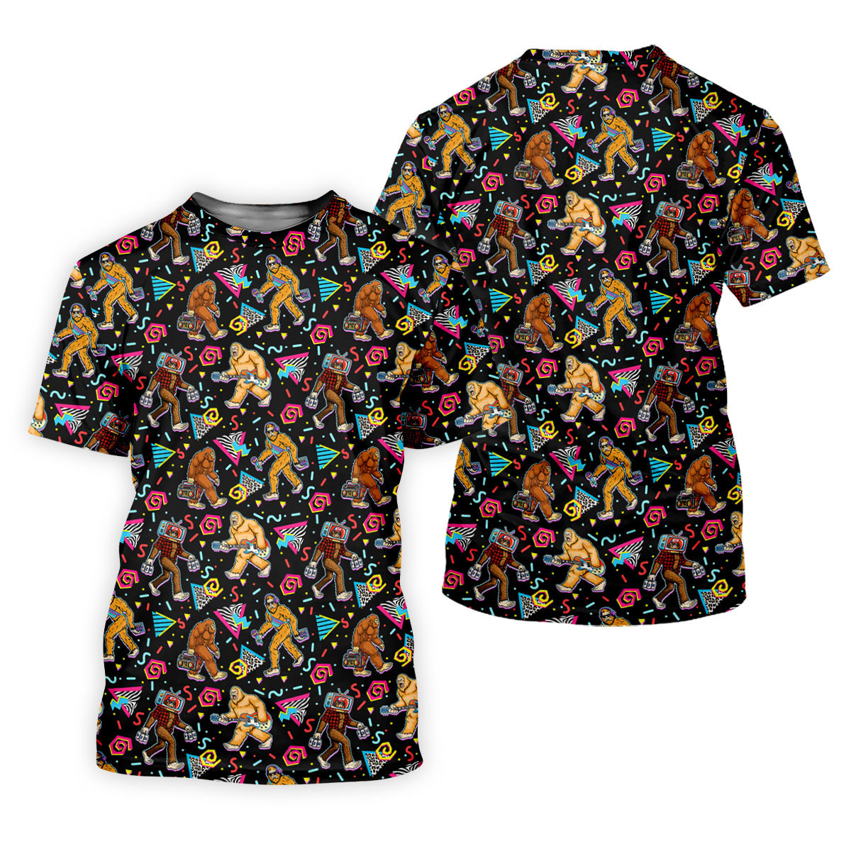 Retro Bigfoot Monkey Guitar Boombox Golf Shirt, Polo Shirts For Men, Mens Golf Apparel, Golf Polo Shirts For Men SH818