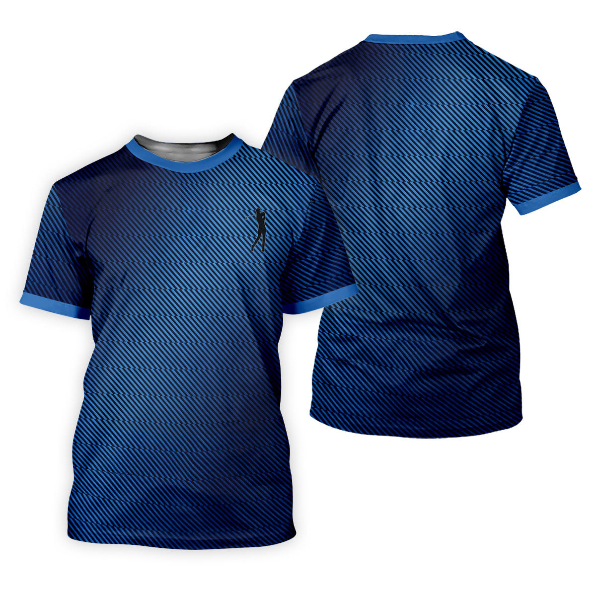 Retro Abstract Gradient Stripe Blue Lines Golf Shirt, Patriotic 4th Of July Golf Shirts For Men SH818