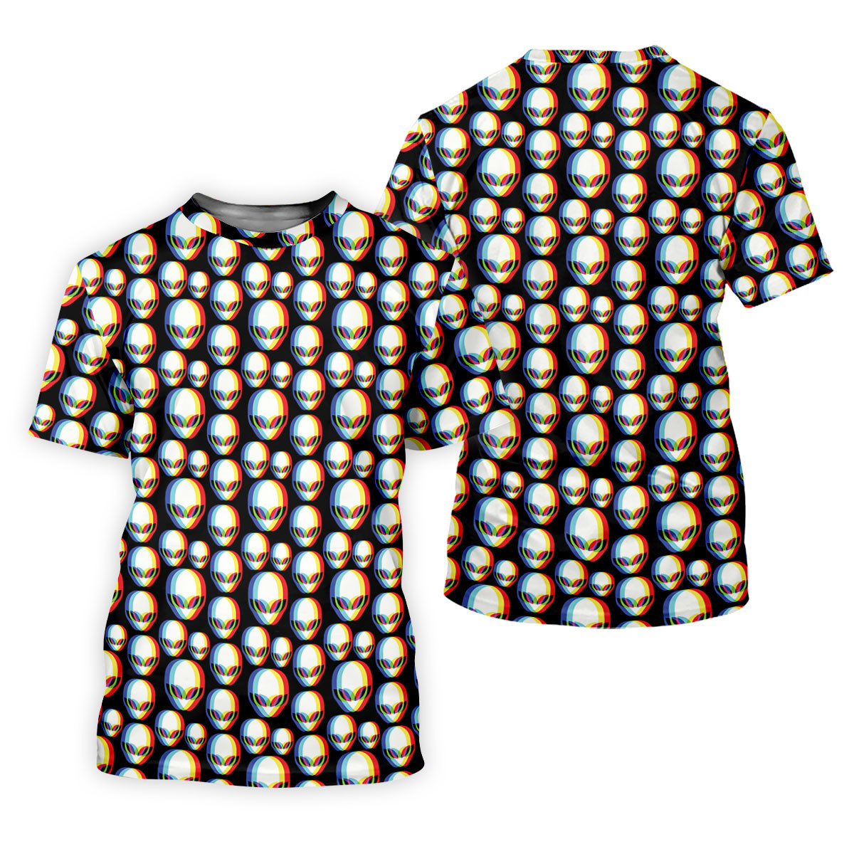 Retro Alien Golf Shirt, Black UFO Pattern Men's Golf Polo, Polo Shirts For Men SH818