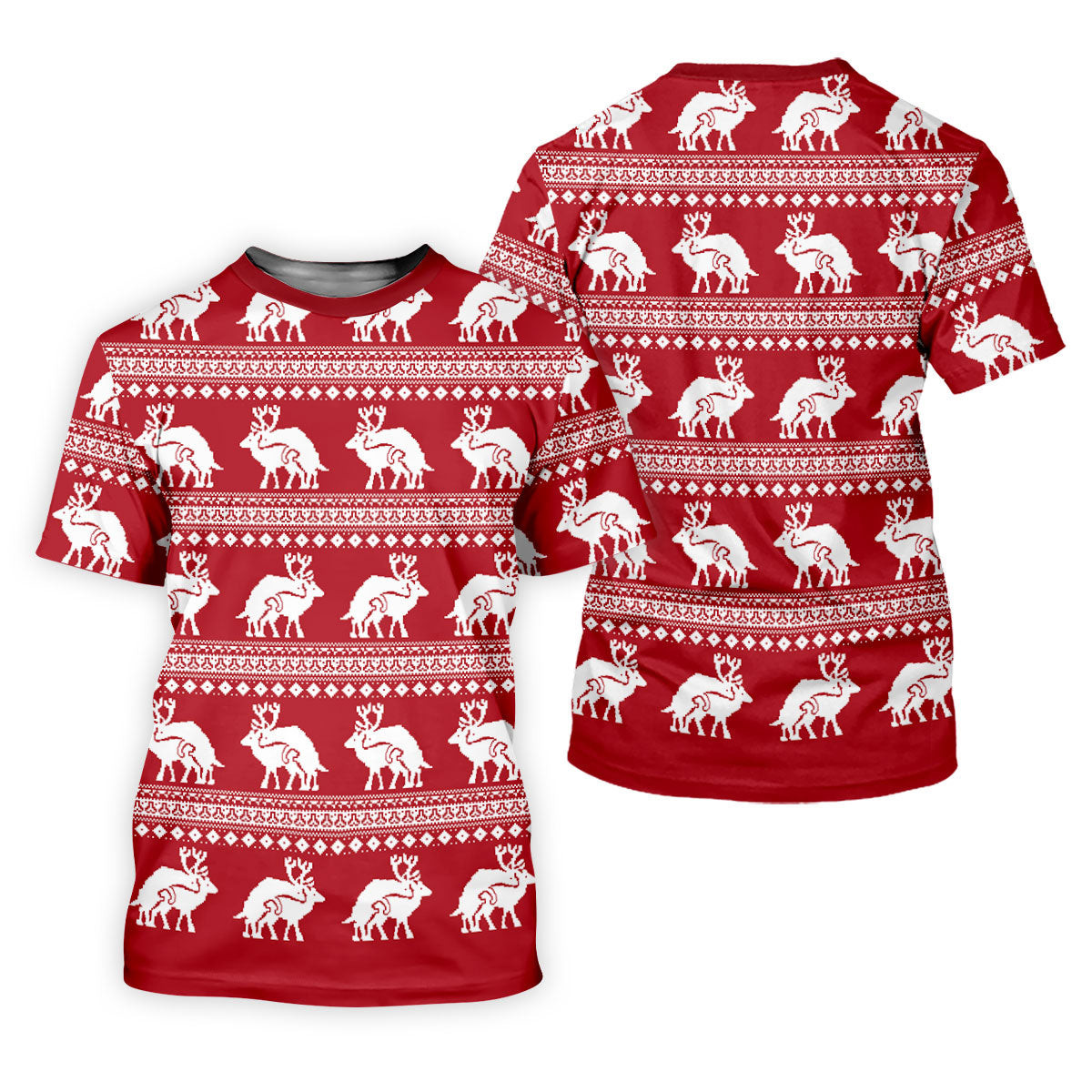 Reindeer Humping Seamless Pattern Golf Shirt, Christmas Golf Shirt, Golf Gifts For Women, Fun Golf Shirt SH818