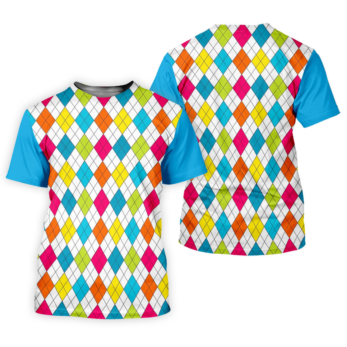 Retro Argyle Diamond Checkered Golf Shirt, Mens Golf Polo, Printed Golf Shirts SH818