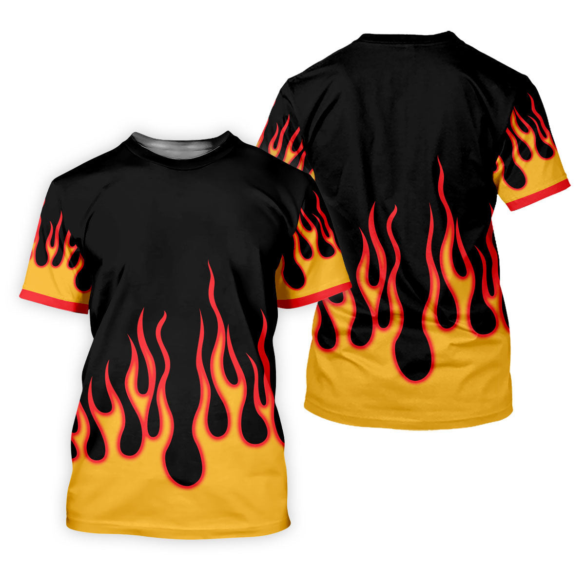 Retro Flame Fire Pattern Design Hawaiian Golf Shirt, Golf Shirts For Men, Polo Shirts For Men SH818