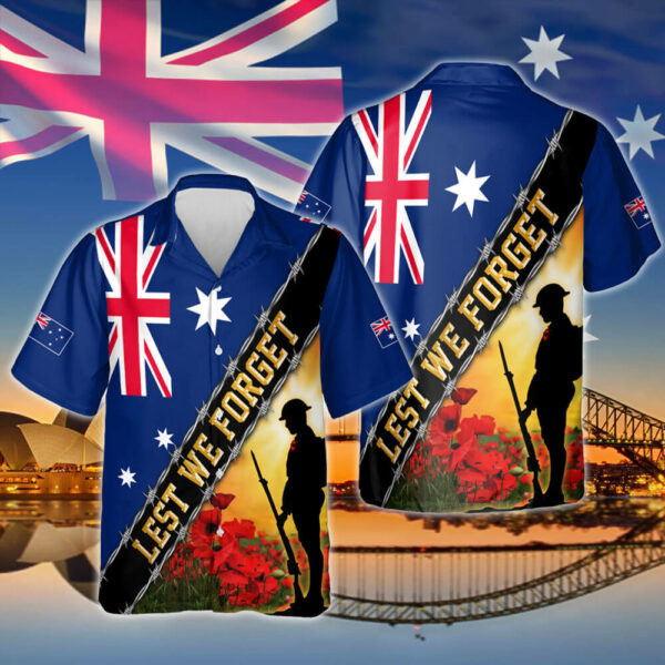 Remembrance Day Flag Poppy. Lest We Forget. Australia Veteran Hawaiian Shirt SH818