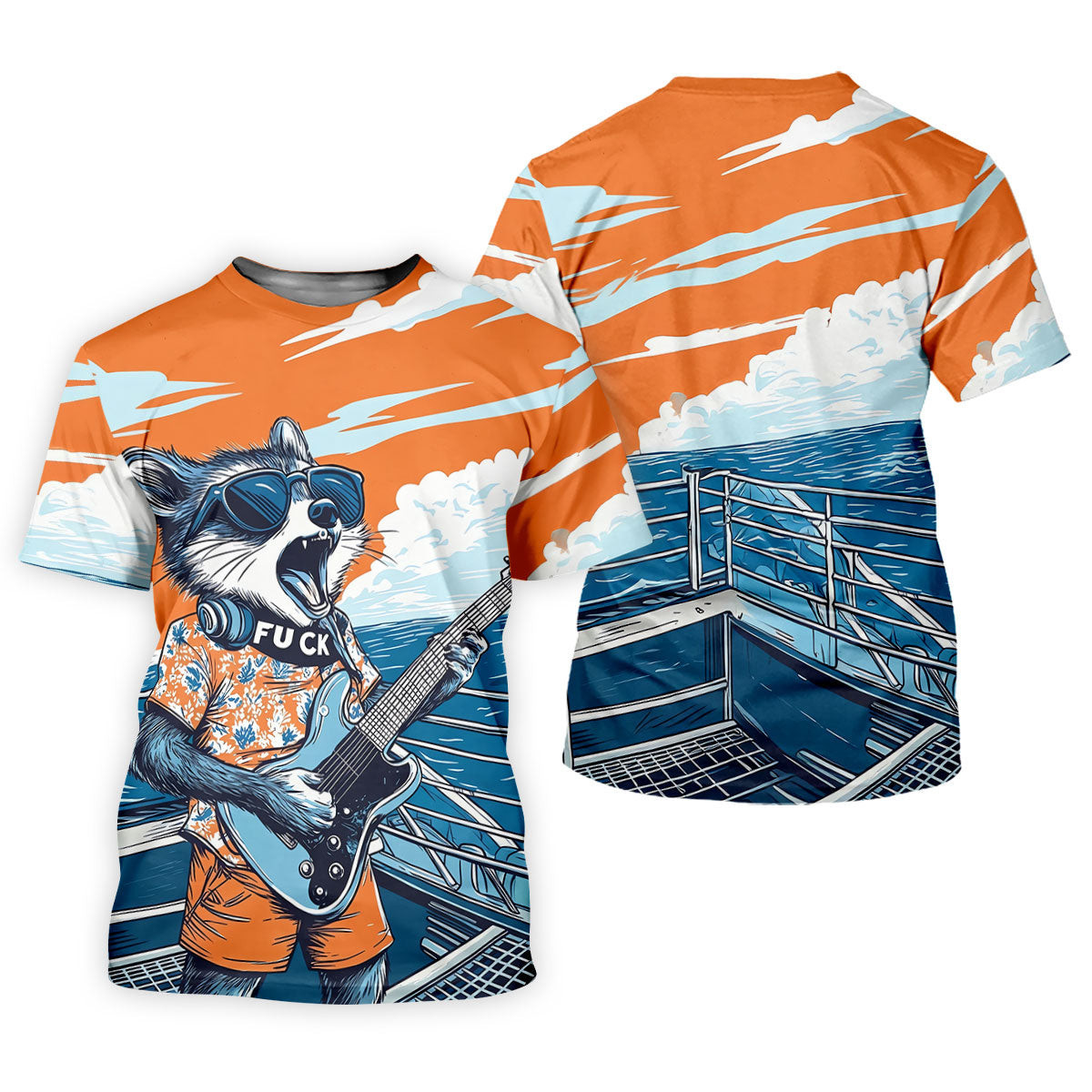 Rockstar Raccoon Ocean Vibes Hawaiian Golf Shirt, Men's Golf Shirt, Polo Shirts For Men SH818