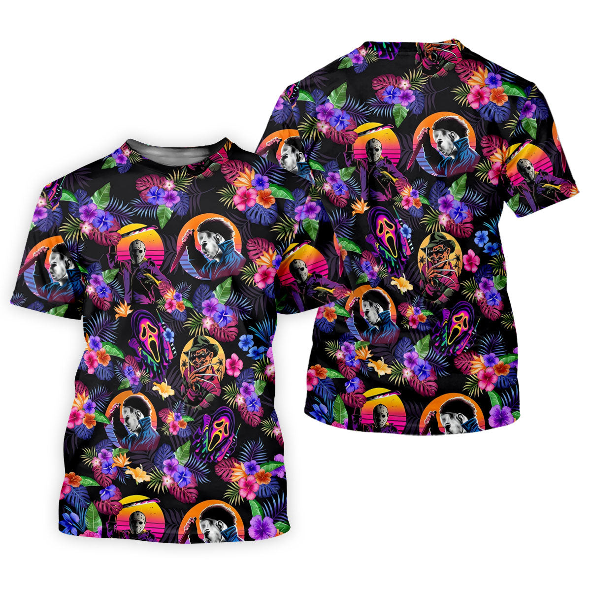 Retro Neon Horror Character Halloween Golf Shirt, Women’s Golf Polo, Printed Golf Shirt SH818