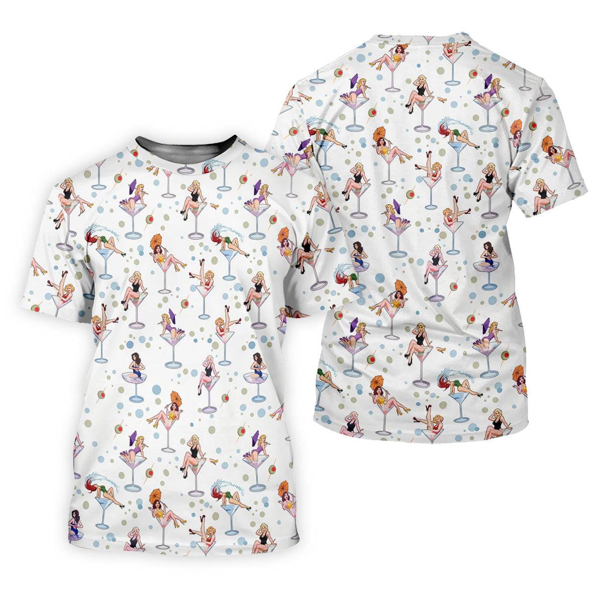 Retro Pin Up Martini Cocktail Hawaiian Golf Shirt, Golf Shirts For Men, Hawaiian Golf Shirt SH818
