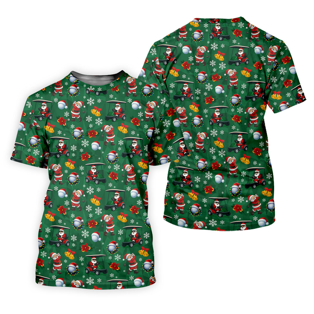 Santa Christmas Green Golf Polo, Fun Men's Golf Polos, Christmas Golf Shirt, Golf Shirts For Men SH818