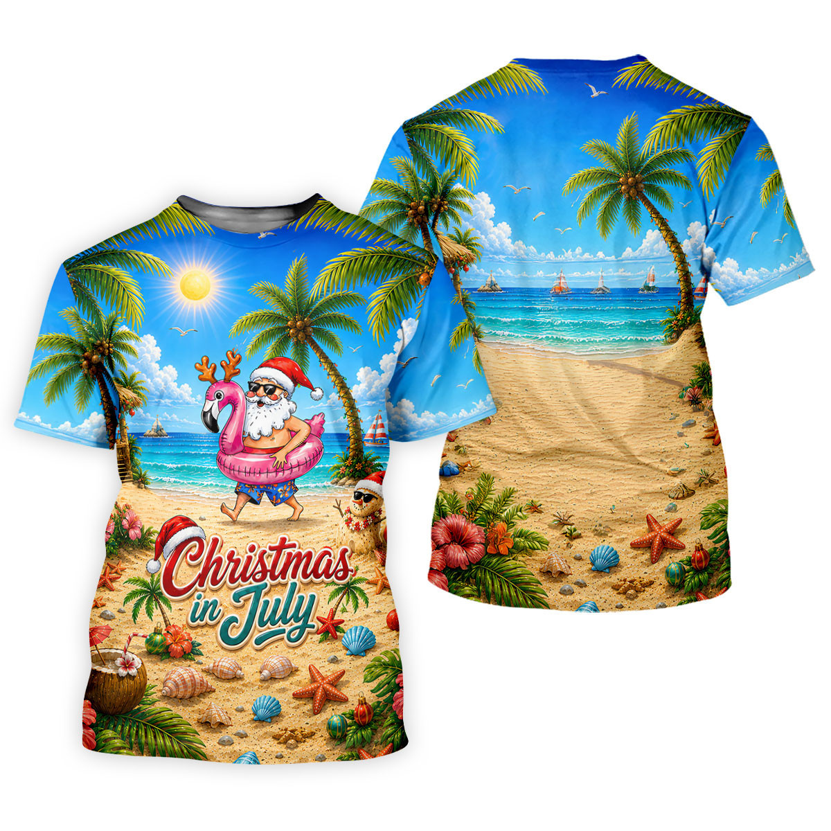 Santa Christmas In July Beach Golf Shirt, Christmas Golf Shirt, Golf Apparel For Men SH818