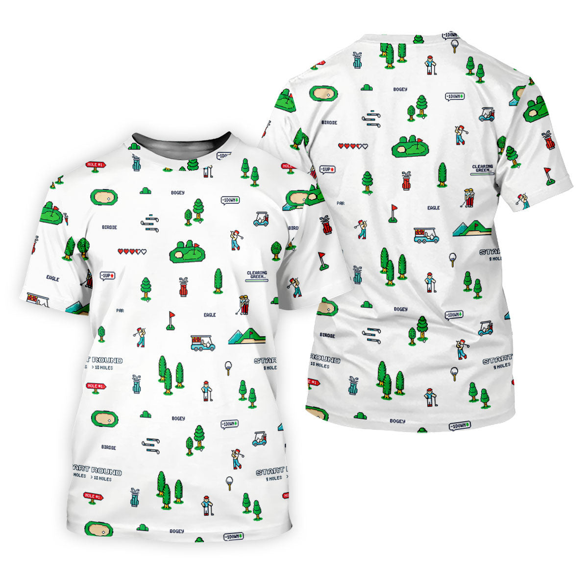 Retro Video Game Golf Theme Hawaiian Golf Shirt, Women's Golf Tops, Ladies Golf Shirts SH818