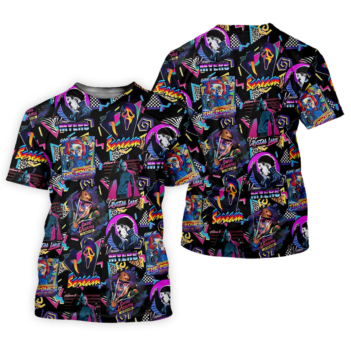 Retro Halloween Horror Character Hawaiian Golf Shirt, Women's Golf Tops, Golf Shirts For Women SH818