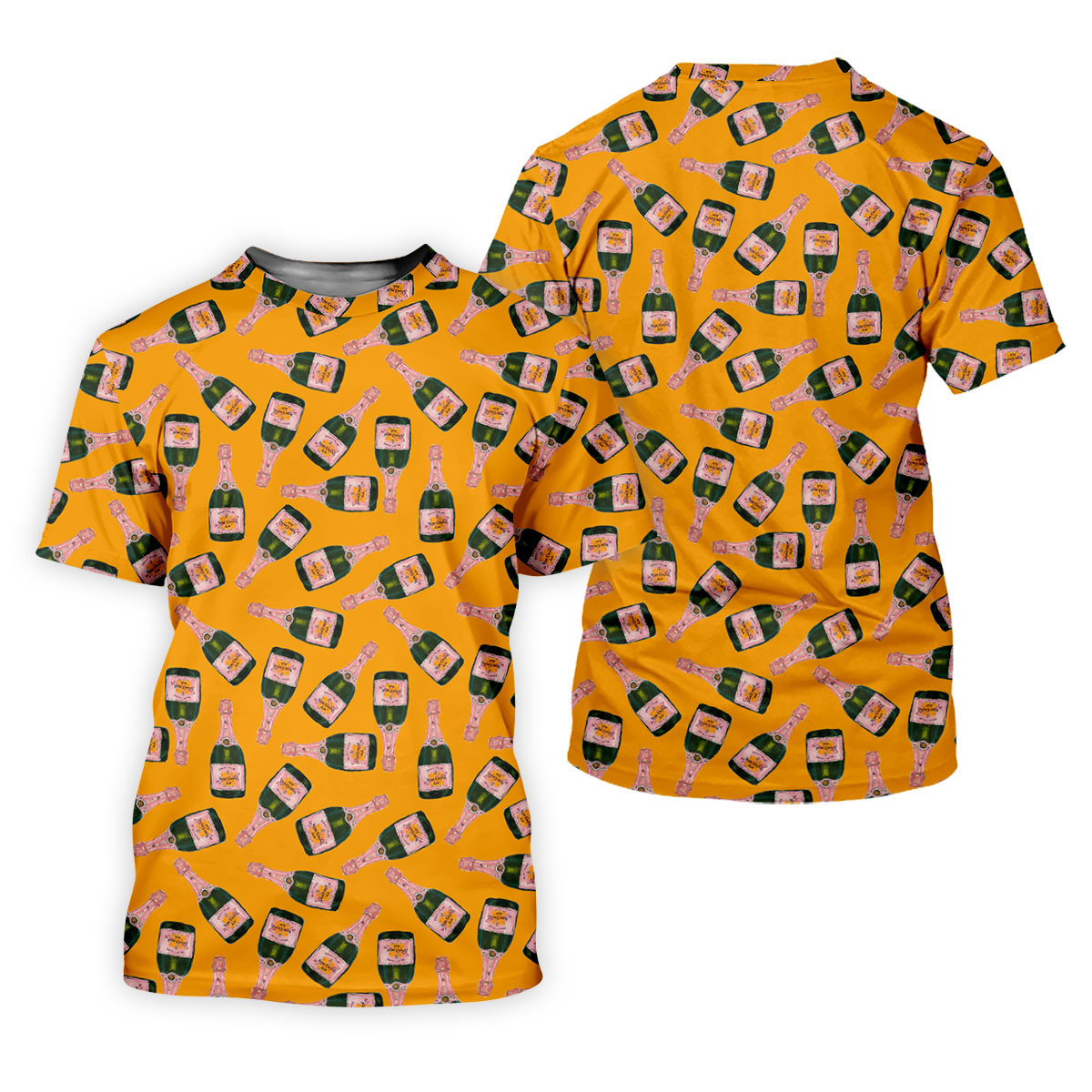 Rosé Champagne Seamless Pattern Yellow Golf Shirt, Polo Shirts For Men, Golf Shirts For Men SH818