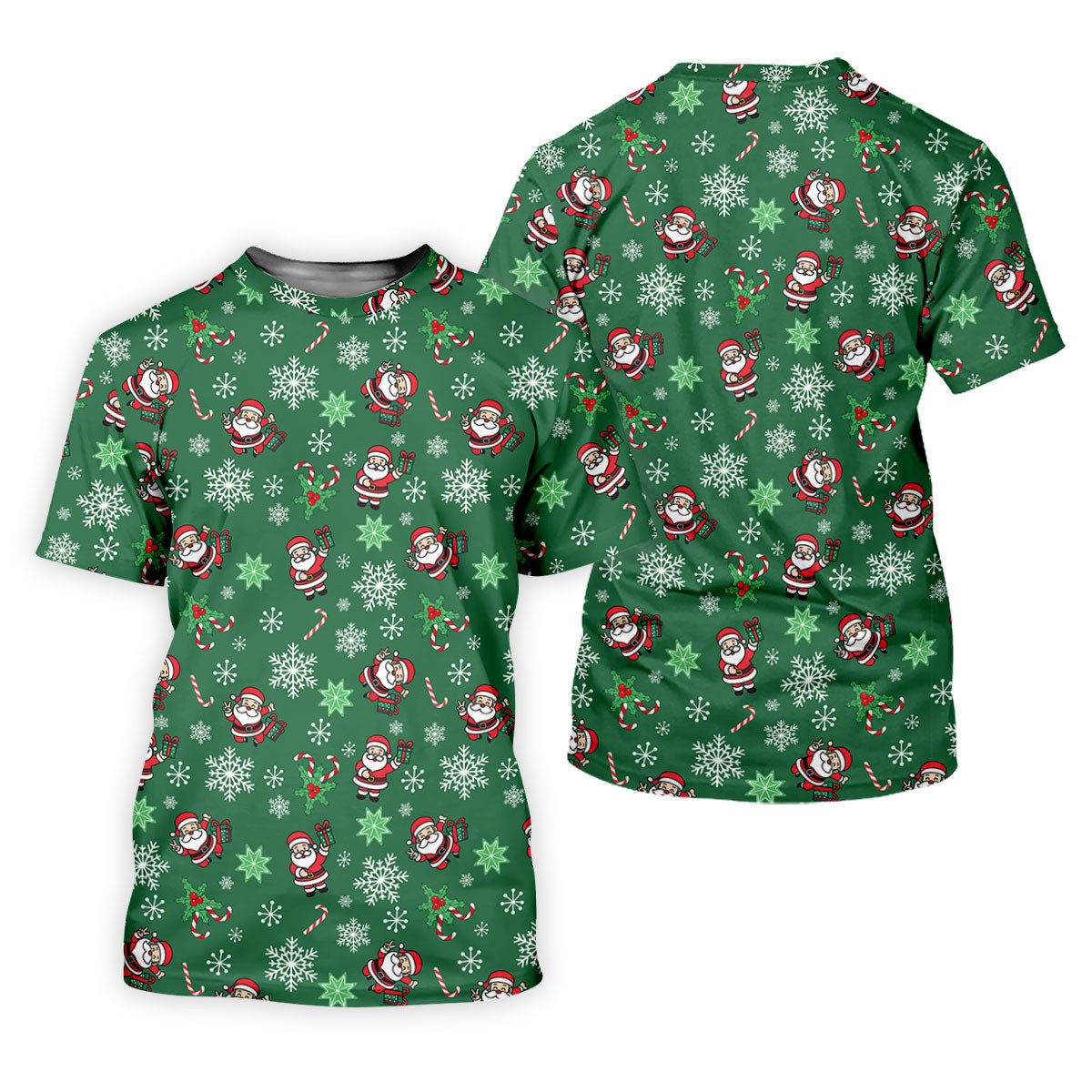 Santa Claus Pattern Christmas Green Golf Tops For Men, Christmas Golf Shirt, Polo Shirts For Men SH818