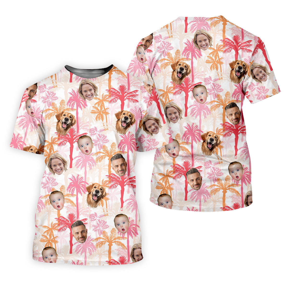 Seamless Pattern, Ladies Palm Tree Shirt, Pink Golf Shirt, Hawaiian Shirts With Faces, Ladies Golf Shirts SH818