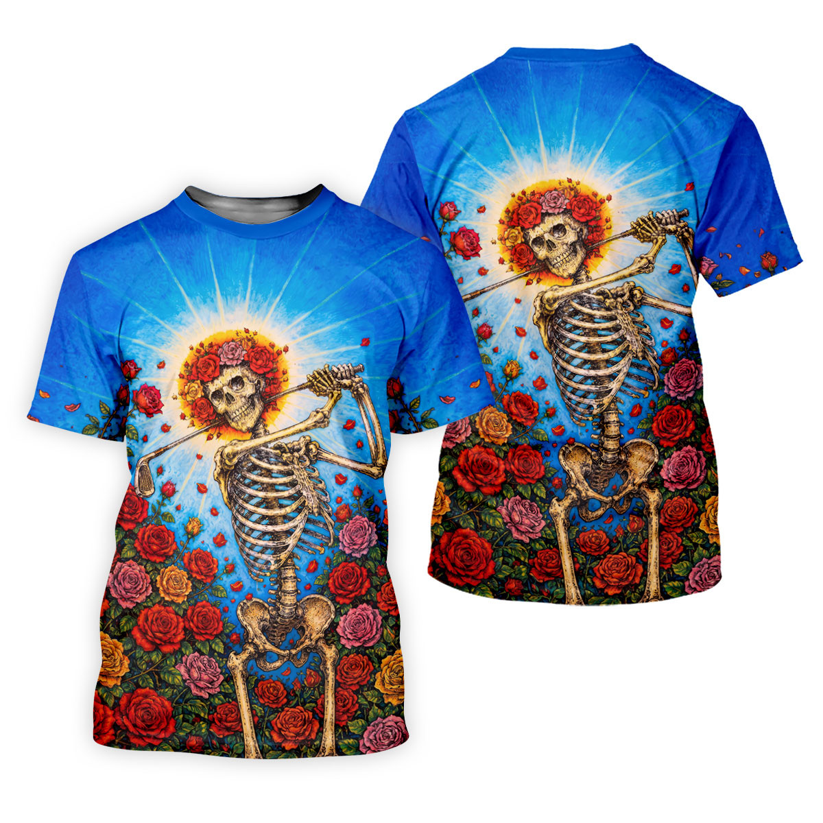 Skeleton Blowing Golf Club Halloween Polo Shirt, Women’s Golf Polo, Ladies Golf Top SH818