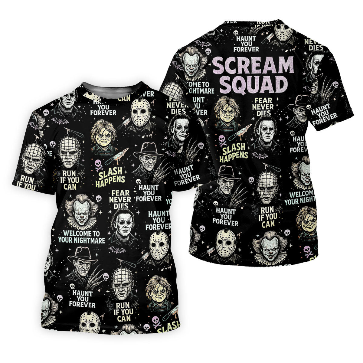 Scream Squad Horror Halloween Character Halloween Polo Shirts, Horror Movie Shirt, Ladies Golf Shirts SH818