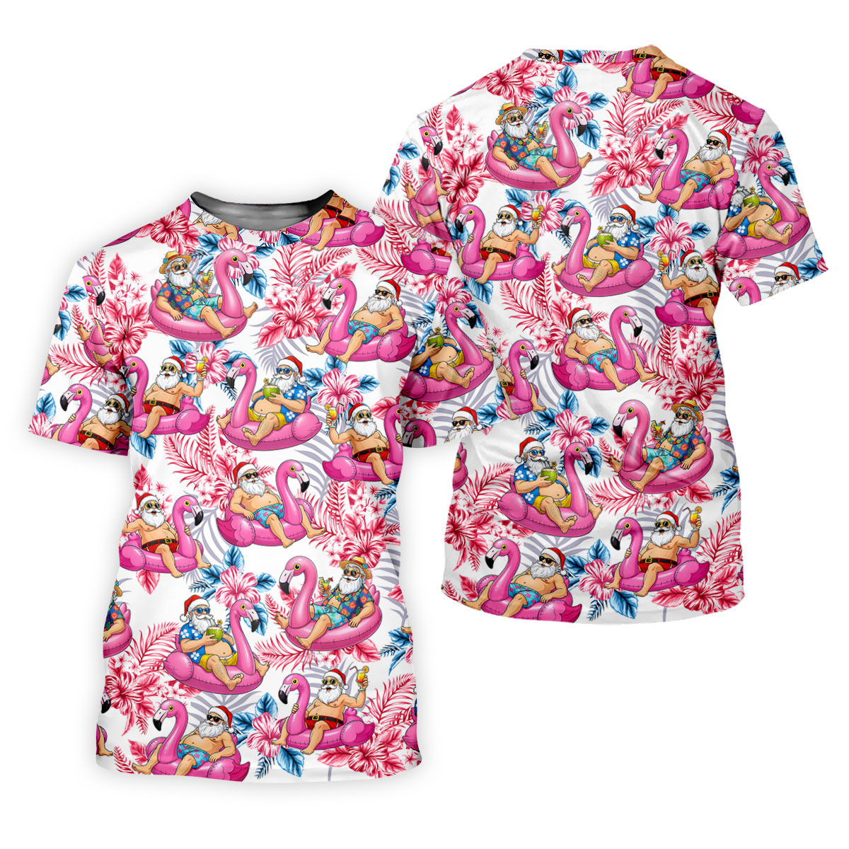 Santa Flamingo Float Tropical Christmas Golf Shirt, Christmas Shirts For Women, Christmas Golf Shirt SH818