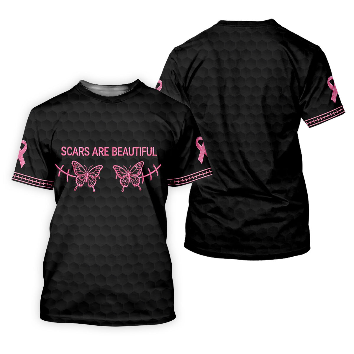 Scars Are Beautiful Ribbon Breast Cancer Polo Shirt, Men's Golf Shirt, Mens Golf Polo SH818