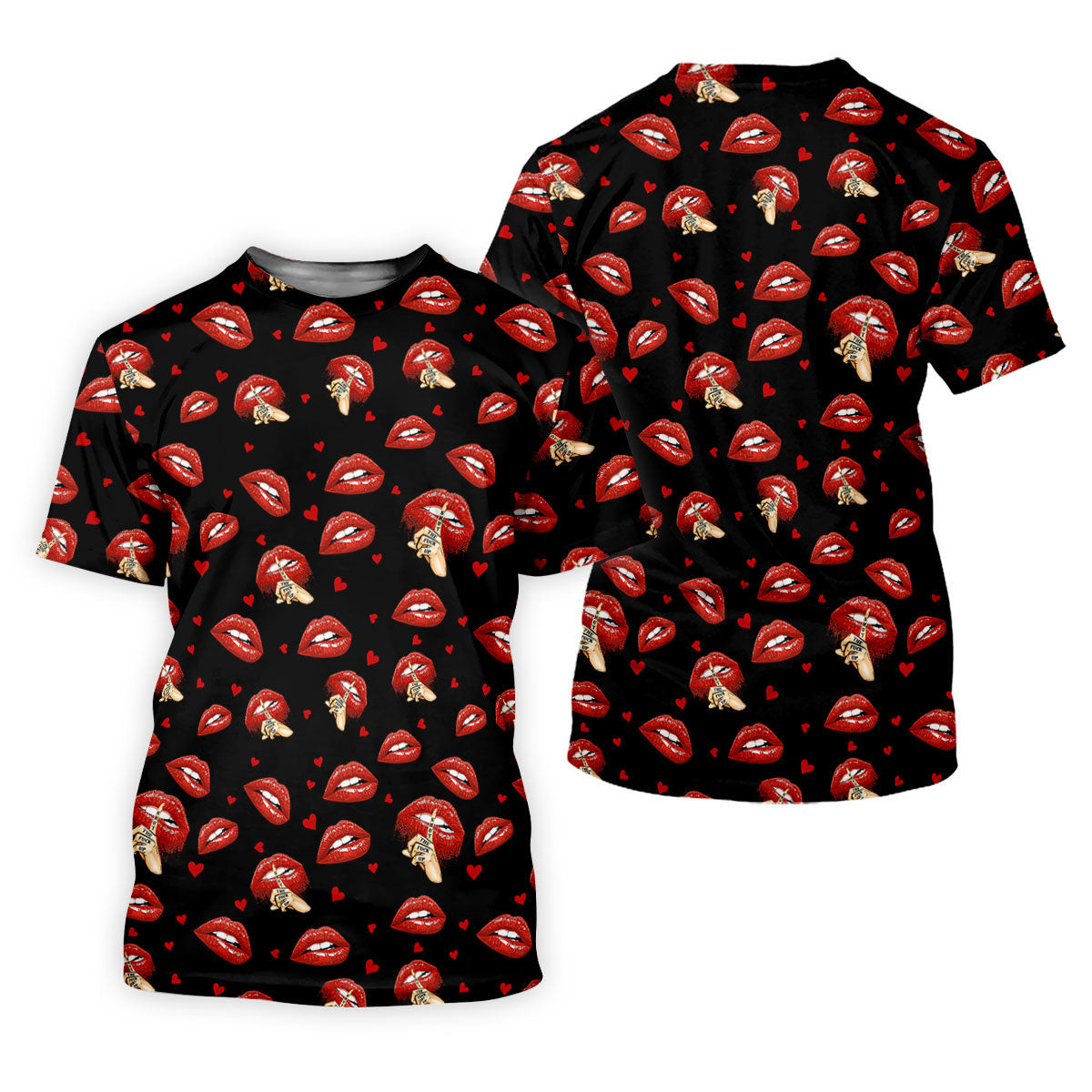 Sassy Red Lips Golf Shirt, Funny Valentine Pattern Design, Men's Golf Polo SH818