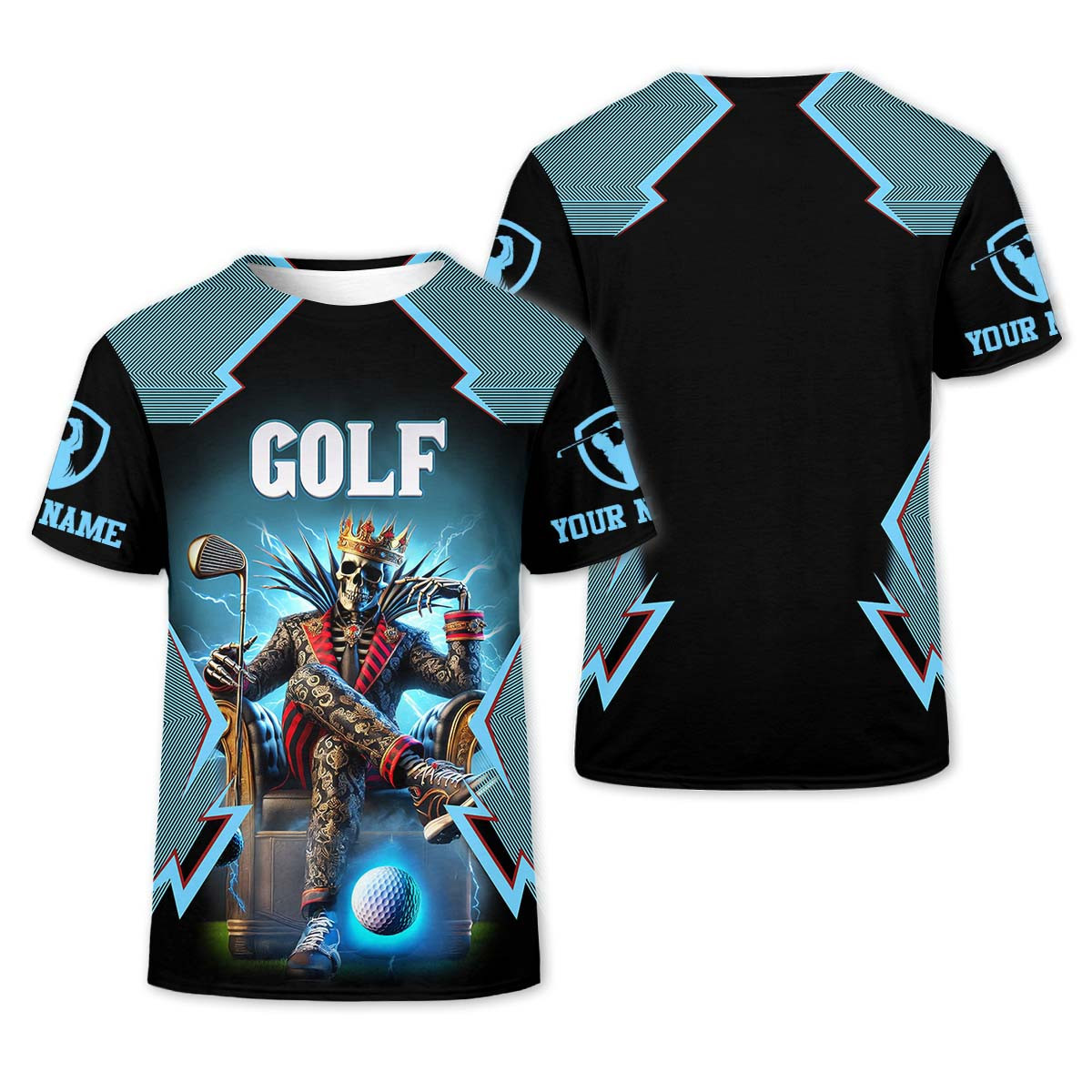 Skeleton King Custom Men's Golf Polo Shirt, Golfing Apparel, Gift For Golfers SH818